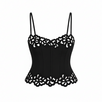 Black lace camisole on a beige background